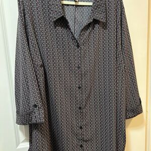 Graphic Print Blouse (black, pink, purple) Catherine’s 4X